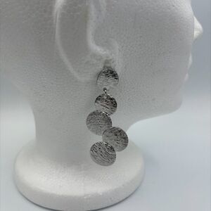 New earrings in hammered silver look, statement size, multiple coin, fashion